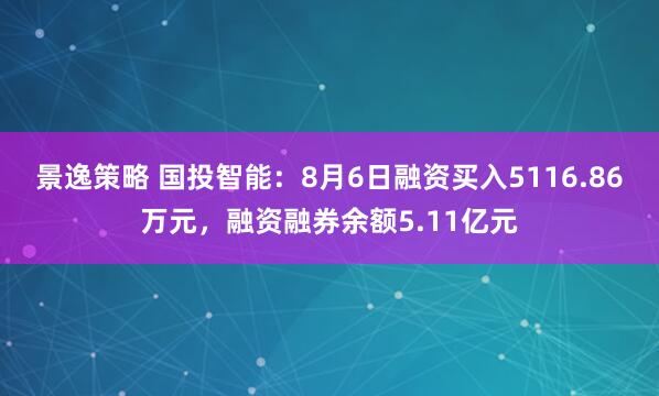 景逸策略 国投智能：8月6日融资买入5116.86万元，融资融券余额5.11亿元