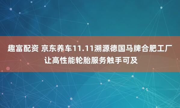 趣富配资 京东养车11.11溯源德国马牌合肥工厂 让高性能轮胎服务触手可及